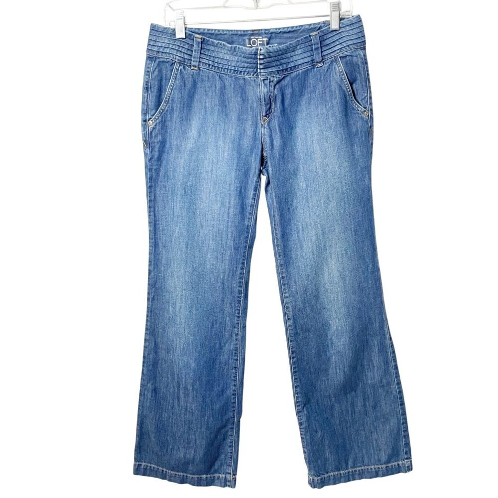 Ann Taylor Loft Jeans Women's 6 Straight Leg Pants Blue Denim Pockets Cotton